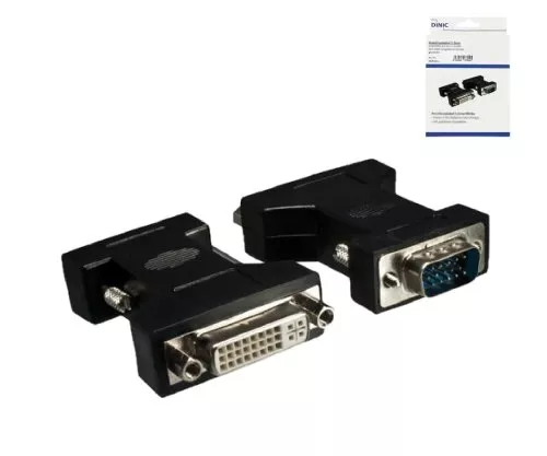 DINIC Monitor Adapter VGA Stecker auf DVI-I Buchse, schwarz